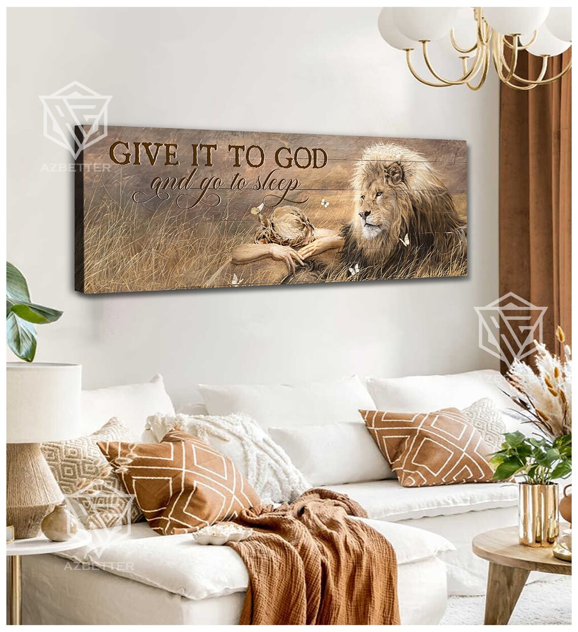 Give It To God And Go To Sleep Lion Sleeping Child Faith Comfort Poster - Image 2
