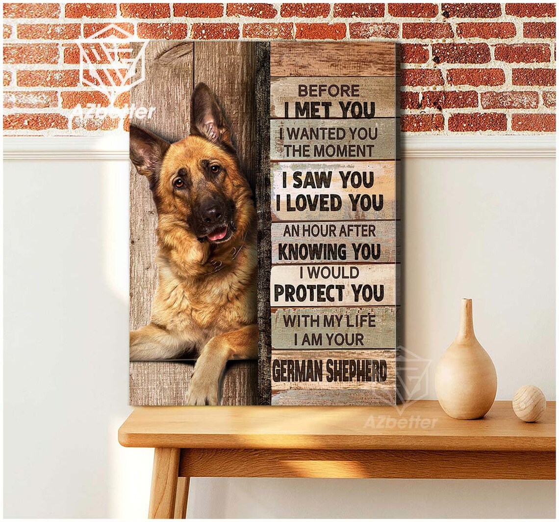 German Shepherd Before I Met You Love Poem Wooden Door Peek Poster