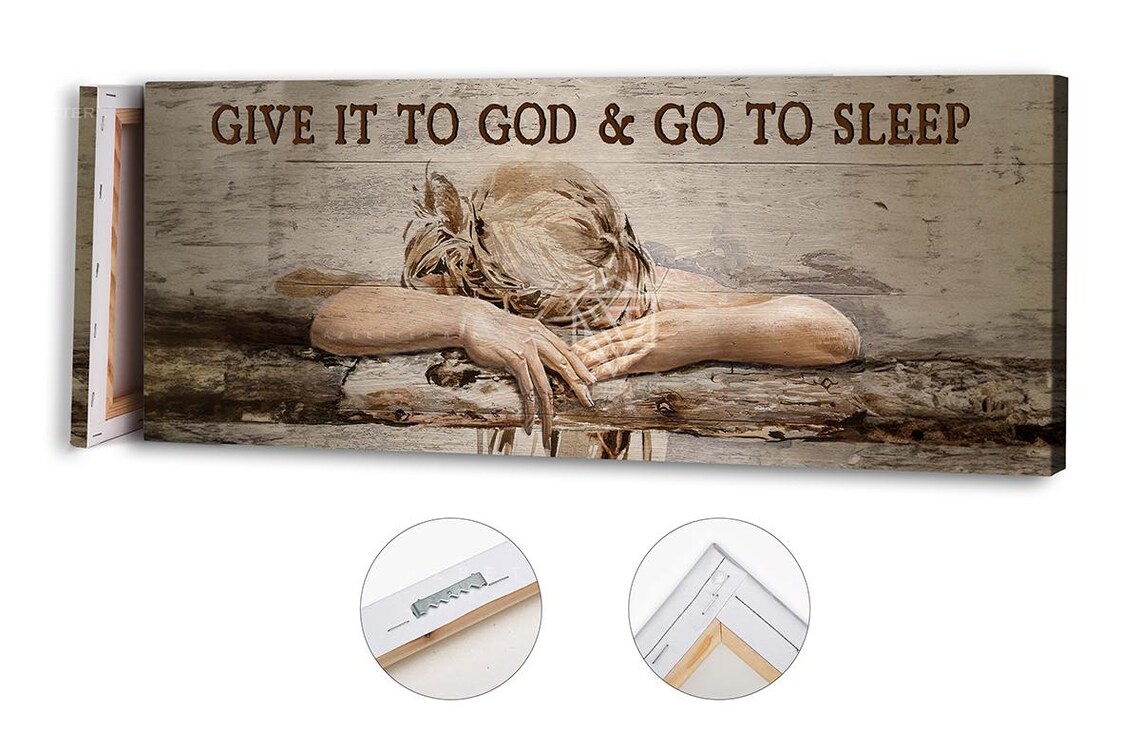 Give It to God and Go to Sleep Resting Woman Quote Scene Poster - Image 4