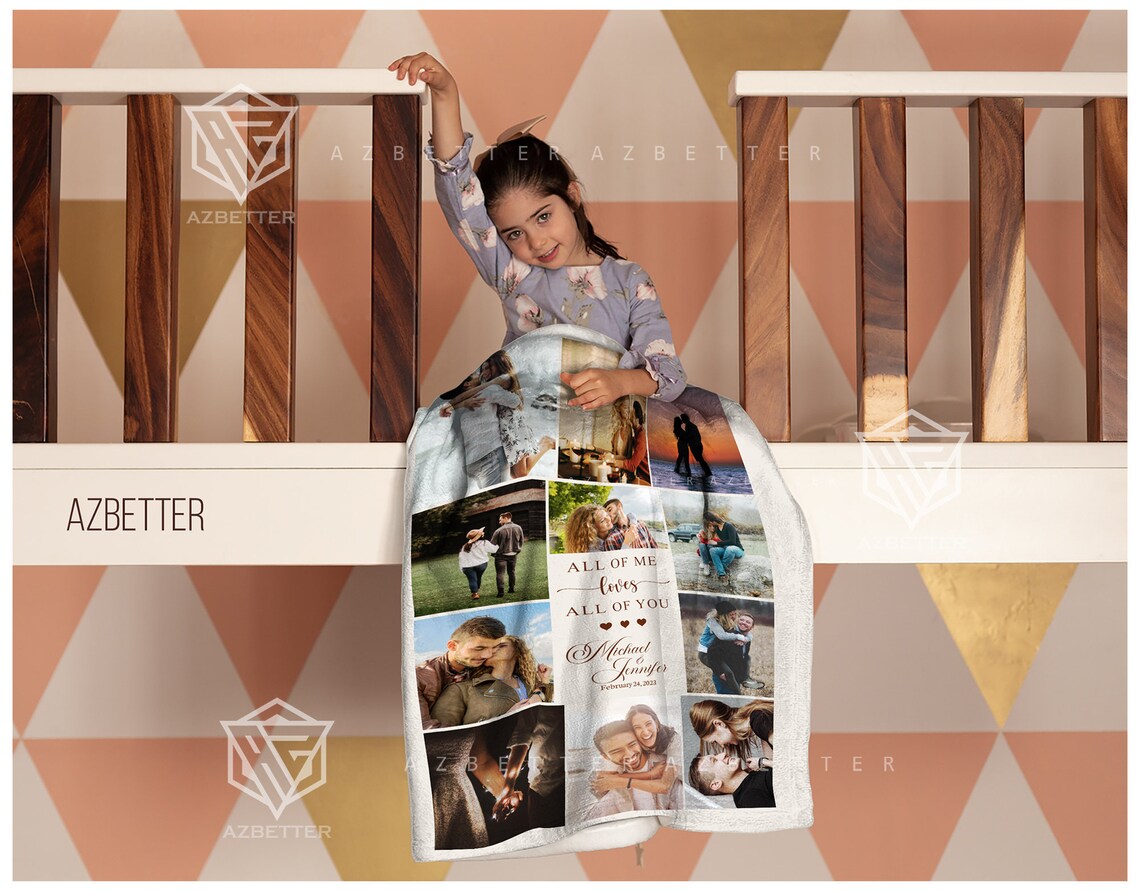 All of Me Loves All of You Couples Photo Collage Blanket Poster - Image 3