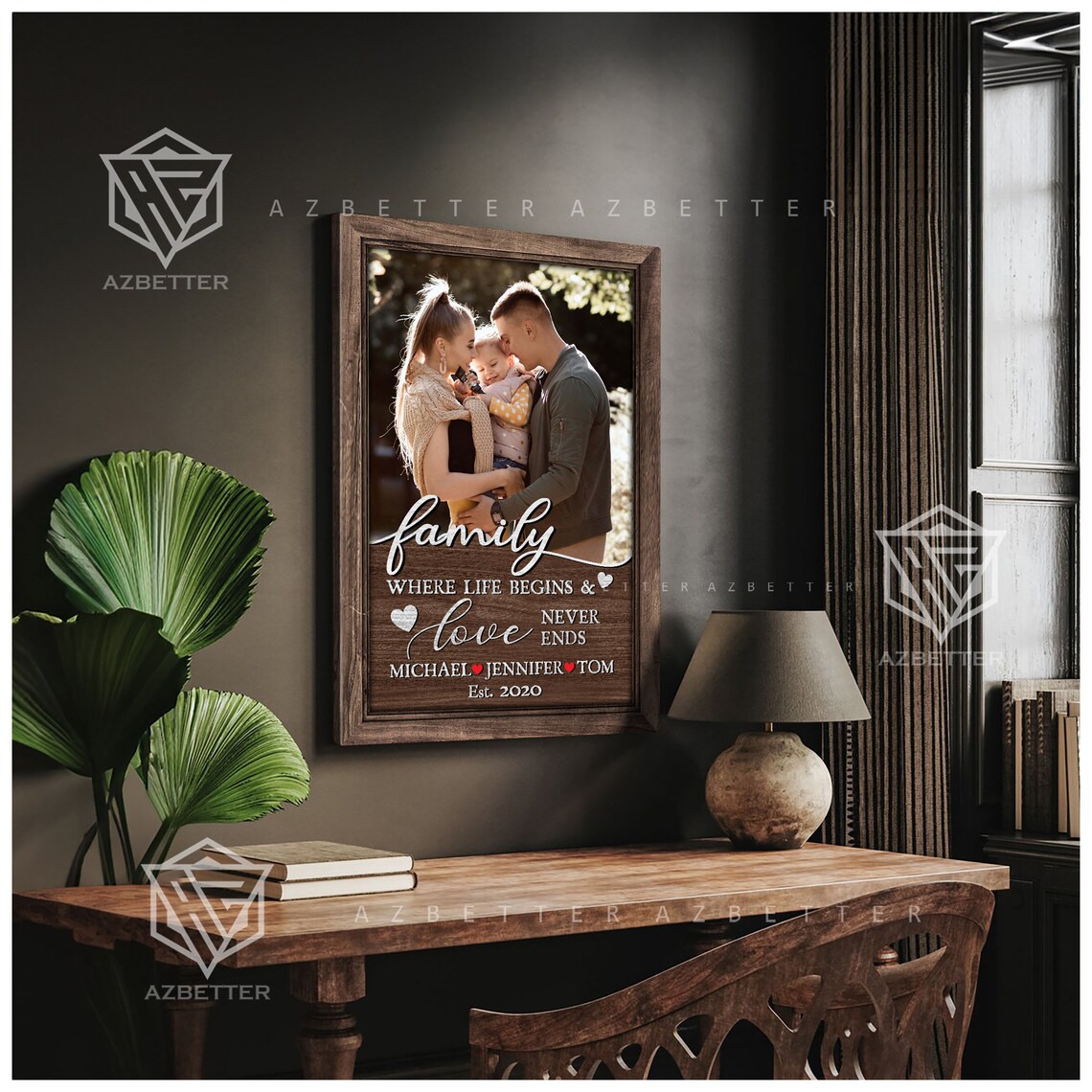 Family Where Life Begins Love Never Ends Wedding Photo Quote Poster - Image 4