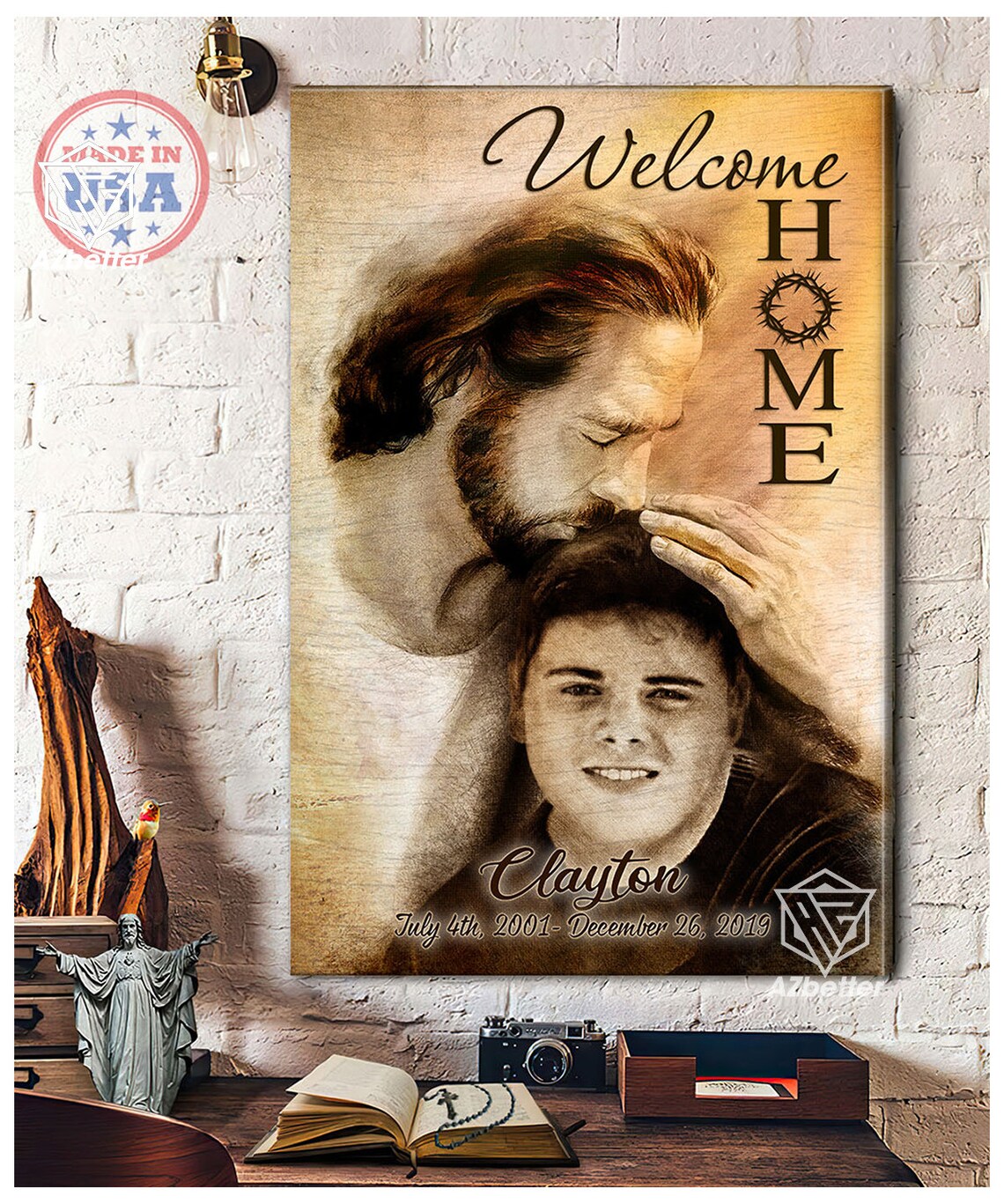 Safe In God's Arms Personalized Memorial Art Print - Image 2