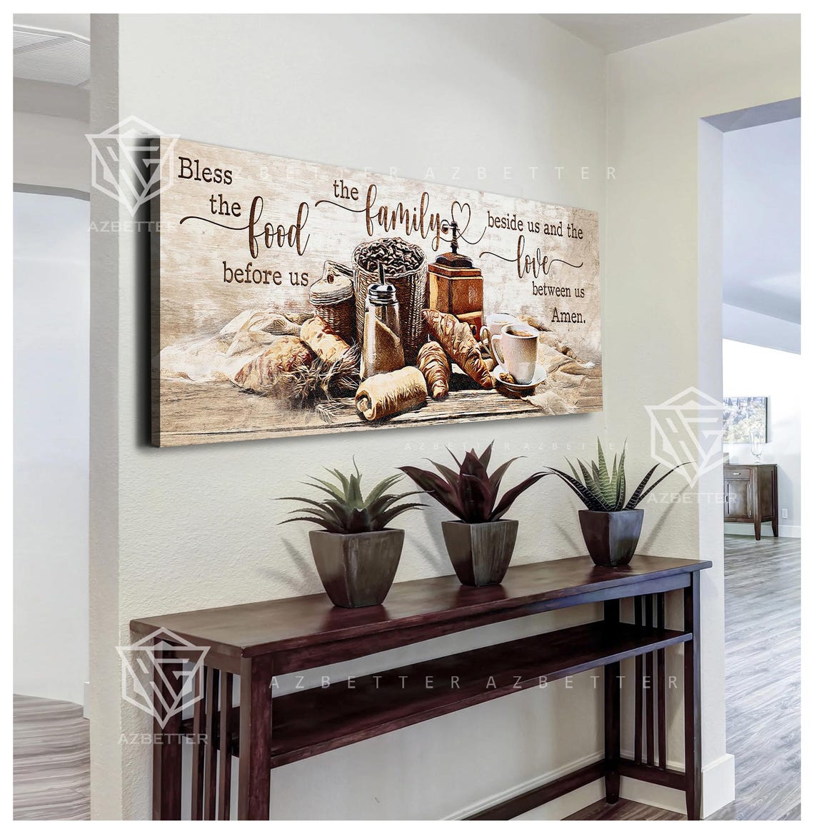 Bless The Food Before Us Family Kitchen Grace Coffee Art Poster - Image 4