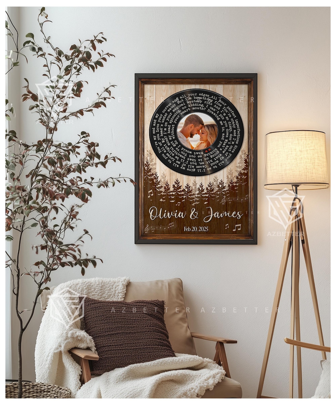 Olivia and James Vinyl Record Song Lyrics Anniversary Poster - Image 4