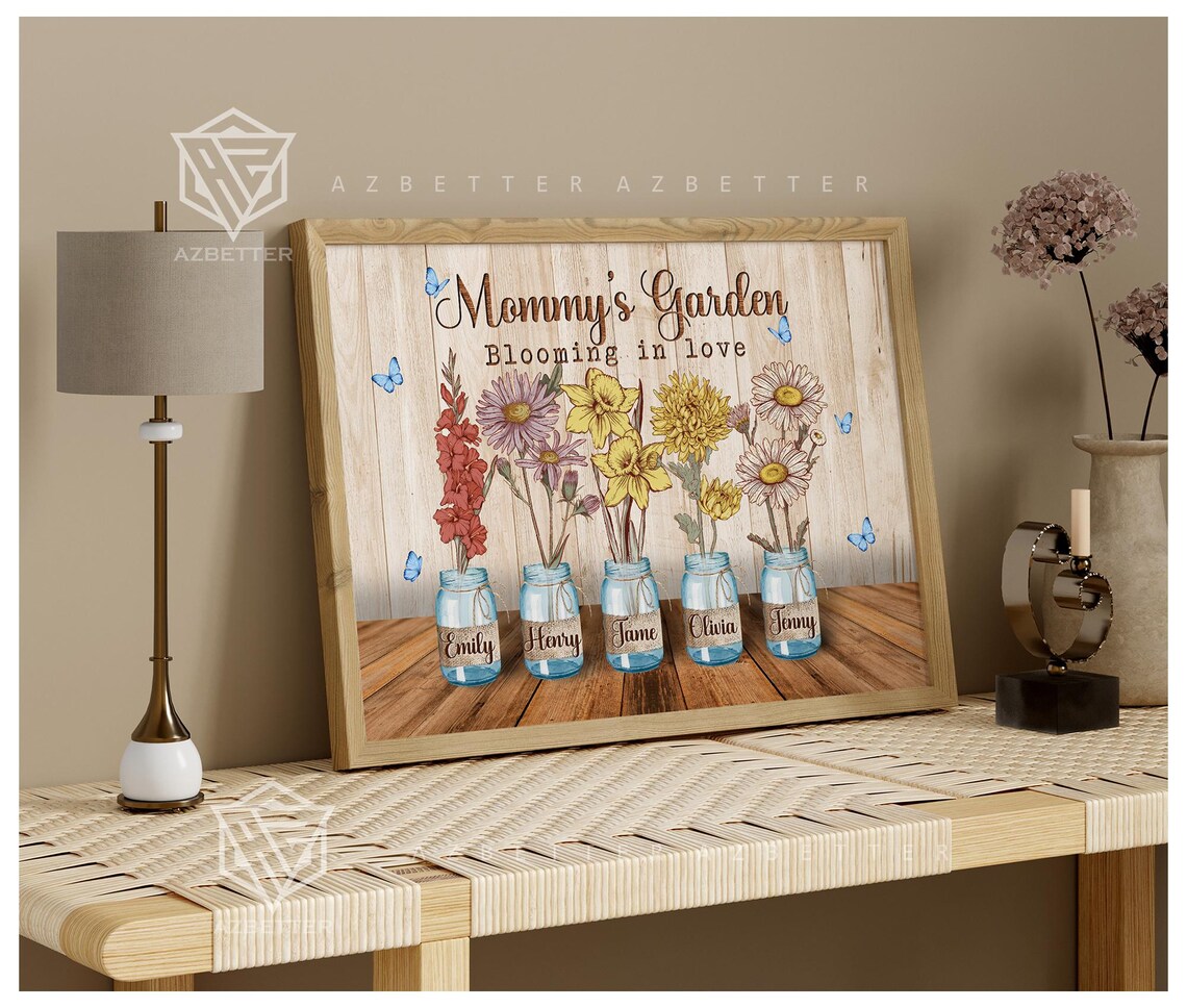 Mommy's Garden Blooming In Love Birth Flower Mason Jar Wall Poster - Image 4
