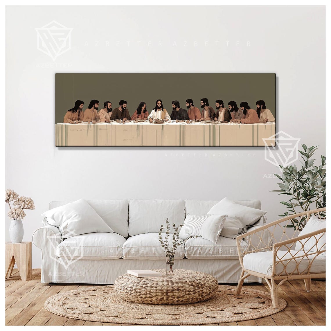 The Last Supper Jesus And Apostles Minimalist Panoramic Canvas Poster - Image 4