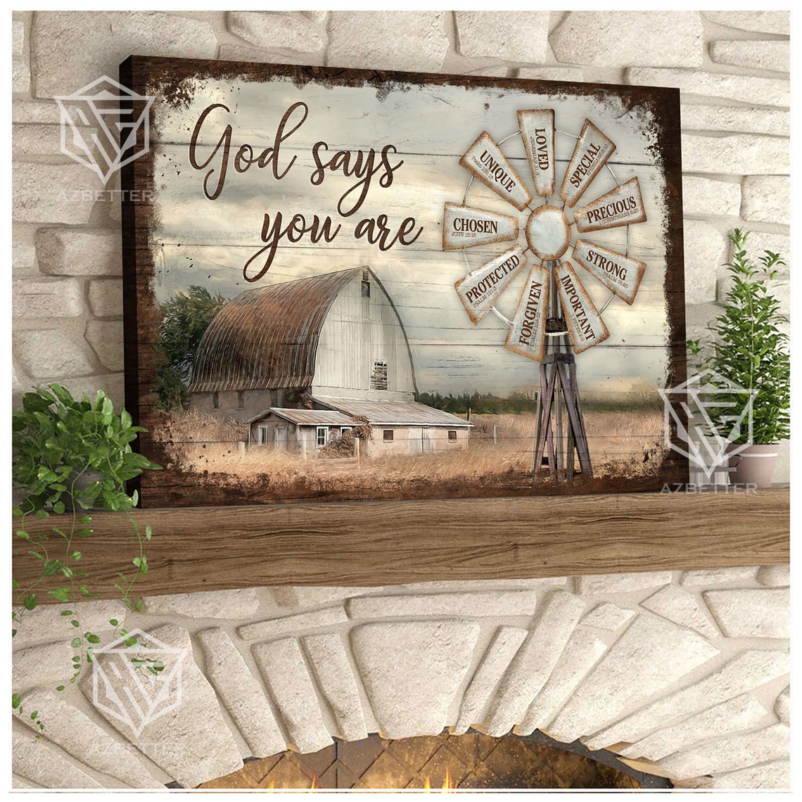 God Says You Are Loved Special Protected Windmill Barn Country Poster - Image 3