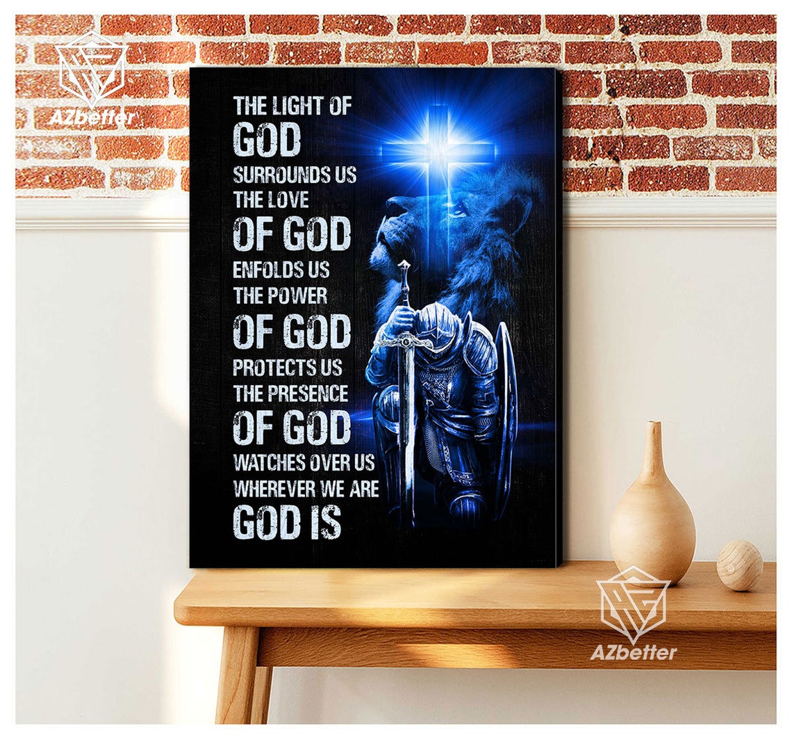 The Light Of God Surrounds Us Prints Christian Home Decor Warrior Of God Lion Of Judad Knight Of God Lion God Painting - Image 5