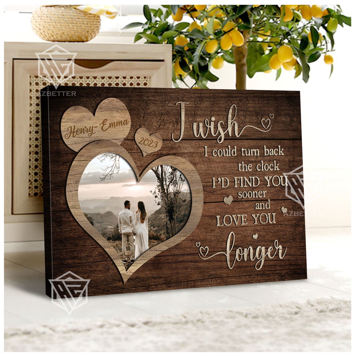 Personalized Couple Heart Photo I Wish Turn Back the Clock Poster