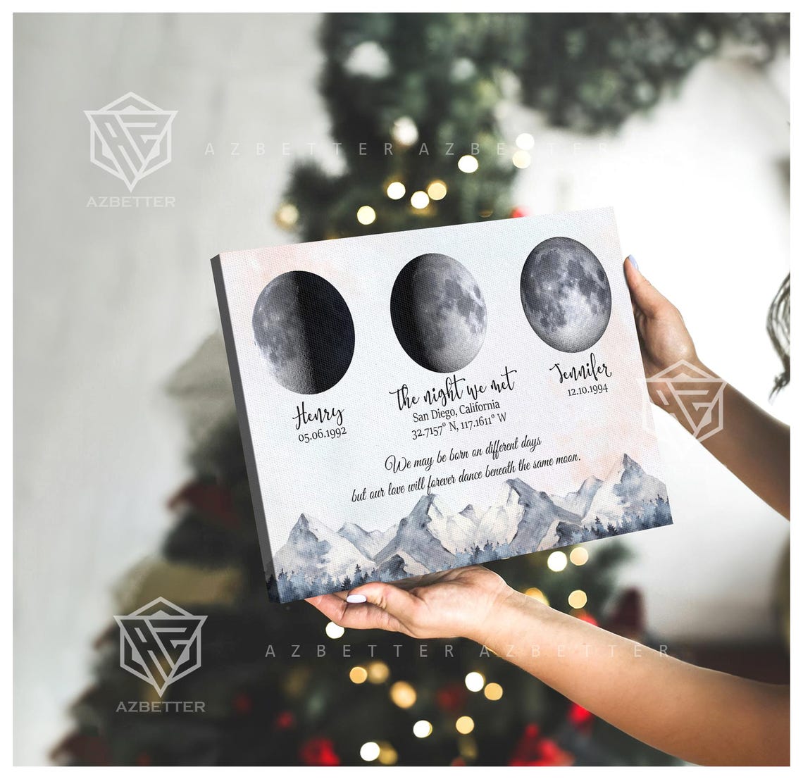 The Night We Met Custom Moon Phase Couple Keepsake Mountain Poster - Image 5