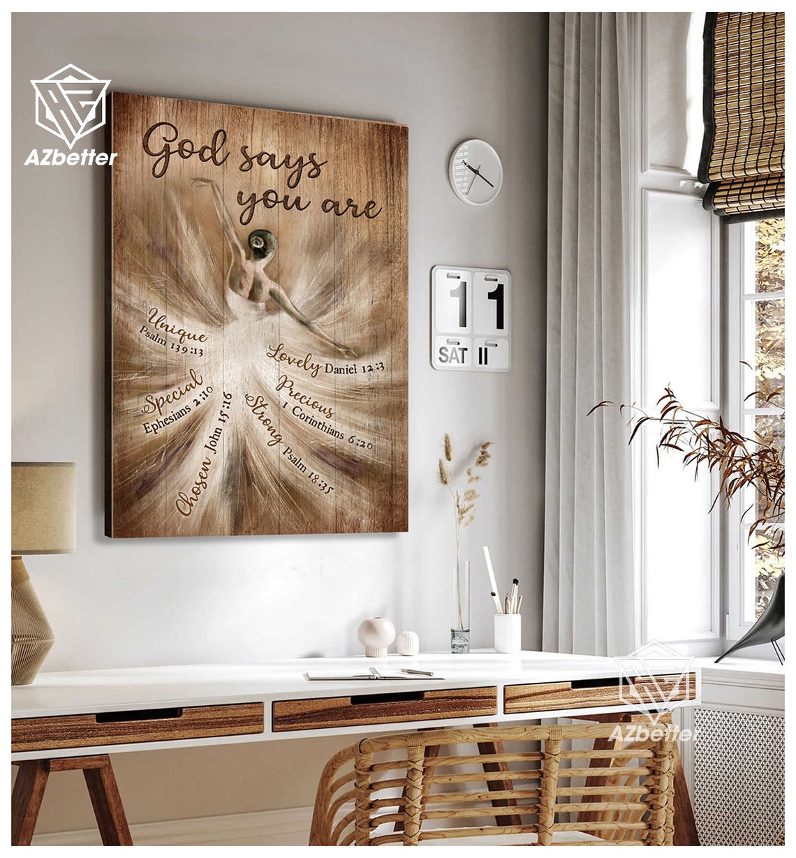 God Says You Are Ballerina Dancer Scripture Affirmation Ballet Poster - Image 5