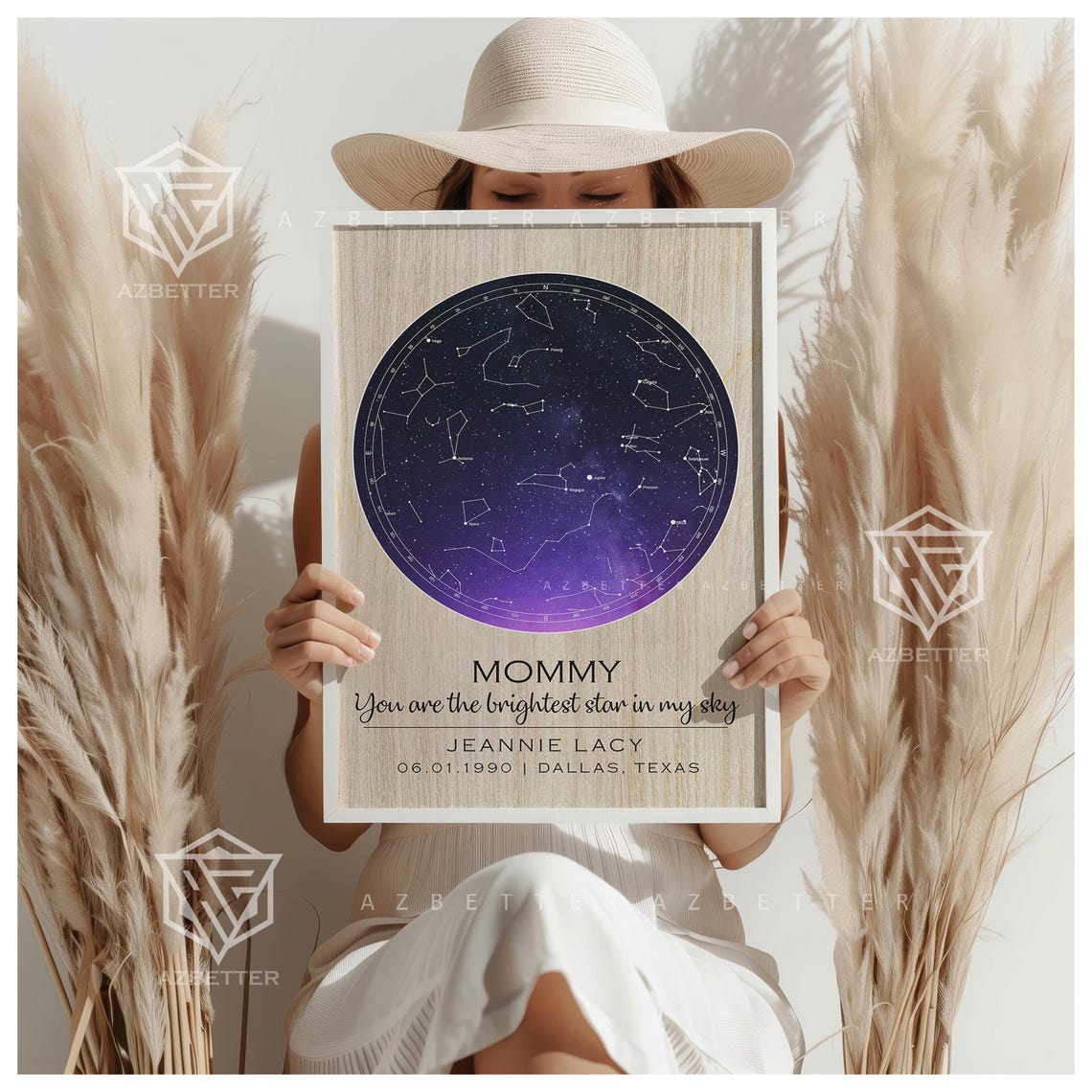 Mommy You Are the Brightest Star Personalized Star Map Poster