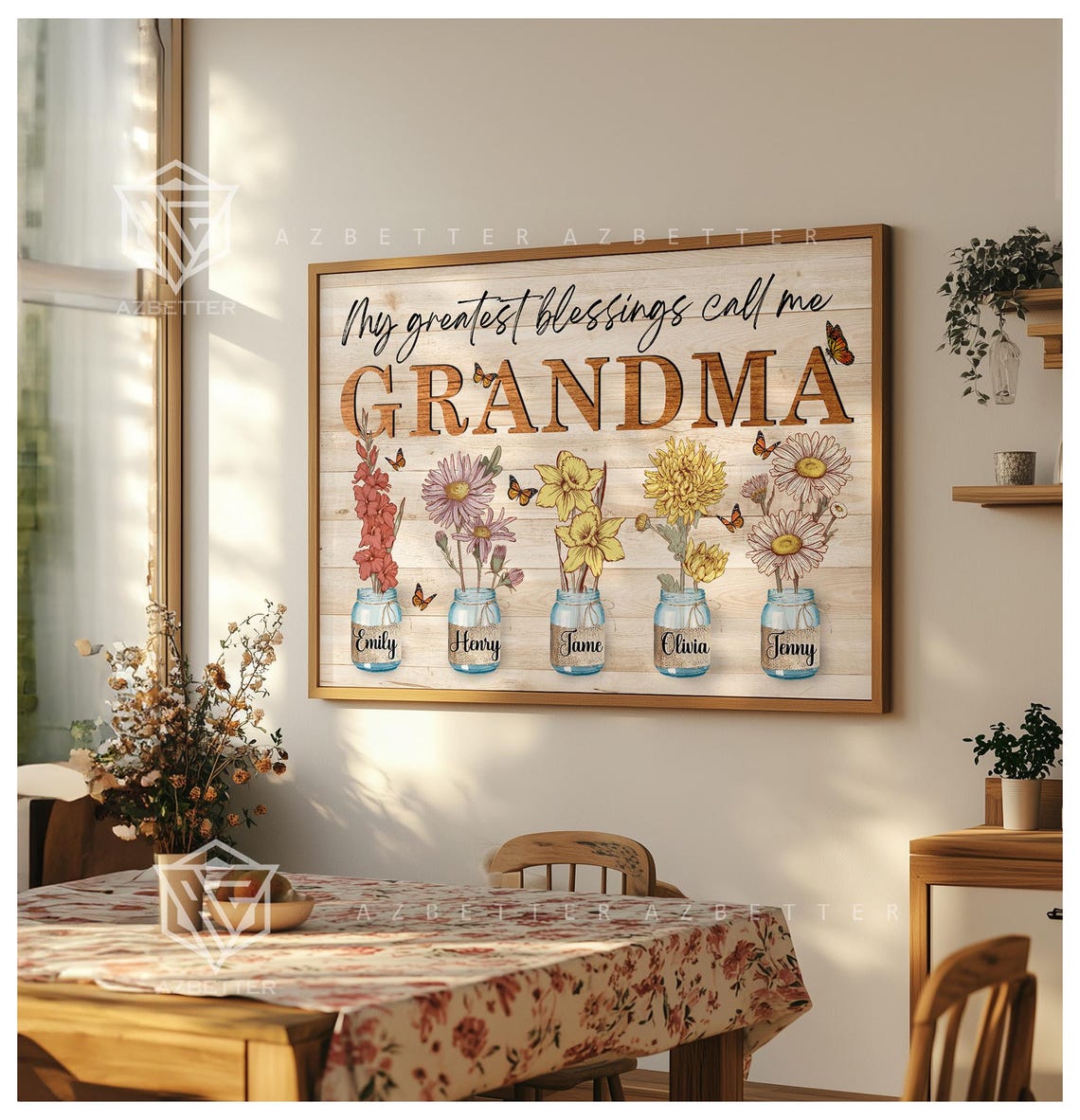 My Greatest Blessings Call Me Grandma Birth Month Flower Wall Poster - Image 2