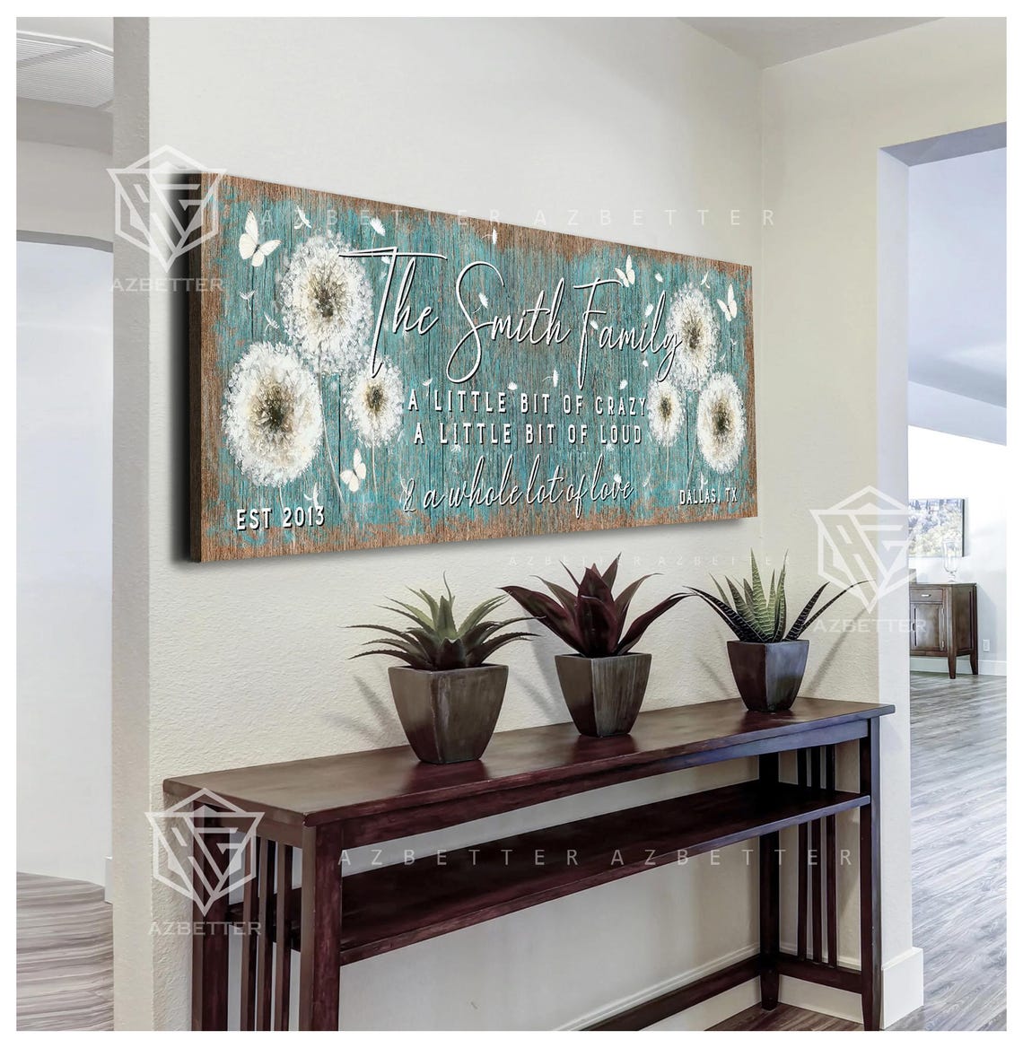 Personalized Family Name Little Bit Of Crazy A Little Bit Of Loud Established Date Dandelion Family Wall Art Custom Family Sign - Image 4