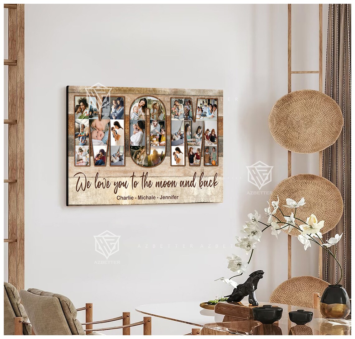 Personalized MOM Photo Collage We Love You To The Moon And Back Poster - Image 5
