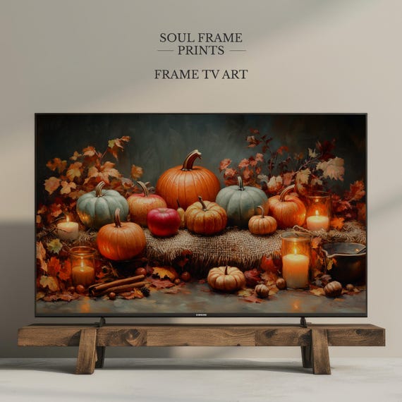 Pumpkin Still Life Frame Tv Art Fall Harvest Rustic Autumn Decor For Samsung Cozy Candlelit Seasonal Display 8