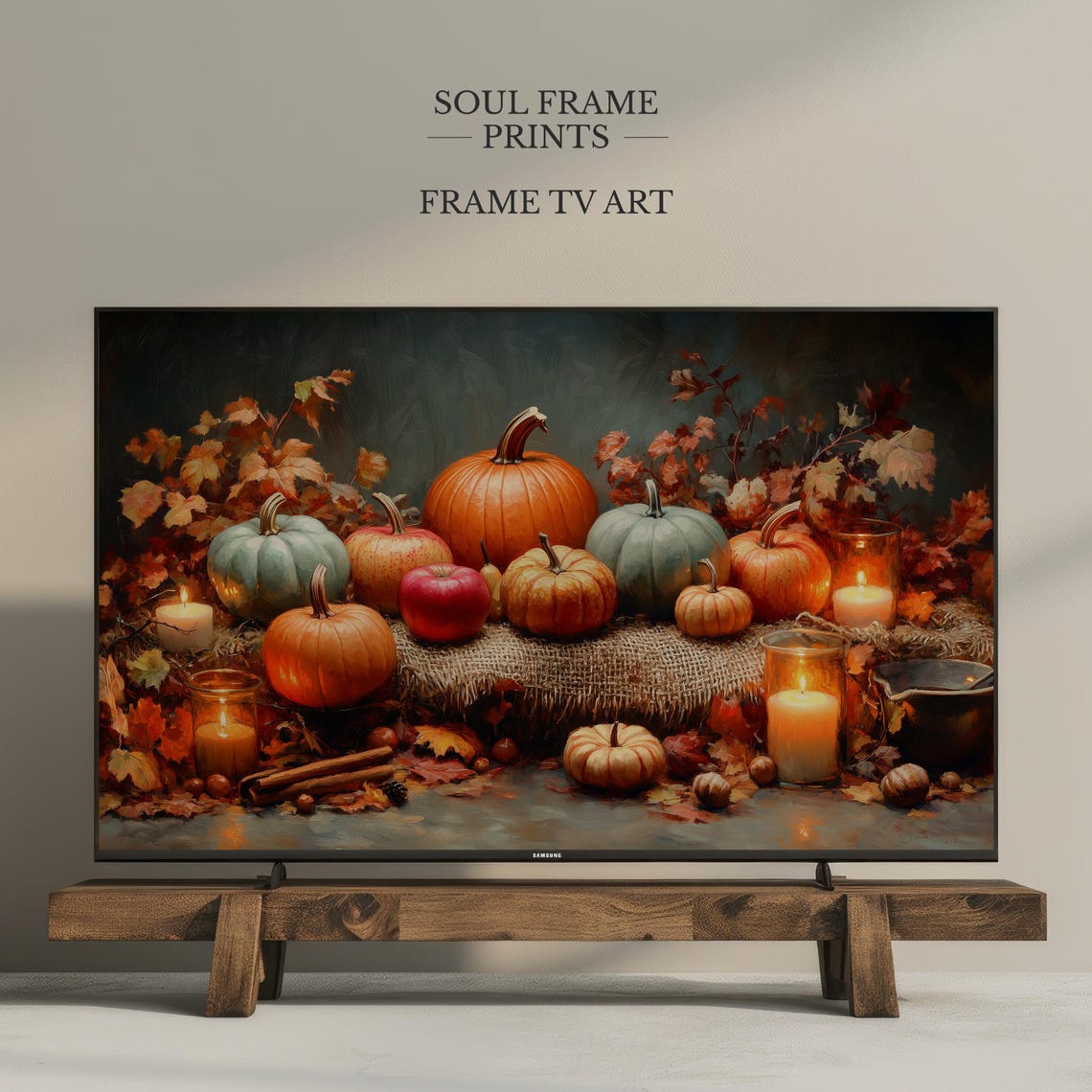 Pumpkin Still Life Frame Tv Art Fall Harvest Rustic Autumn Decor For Samsung Cozy Candlelit Seasonal Display 8