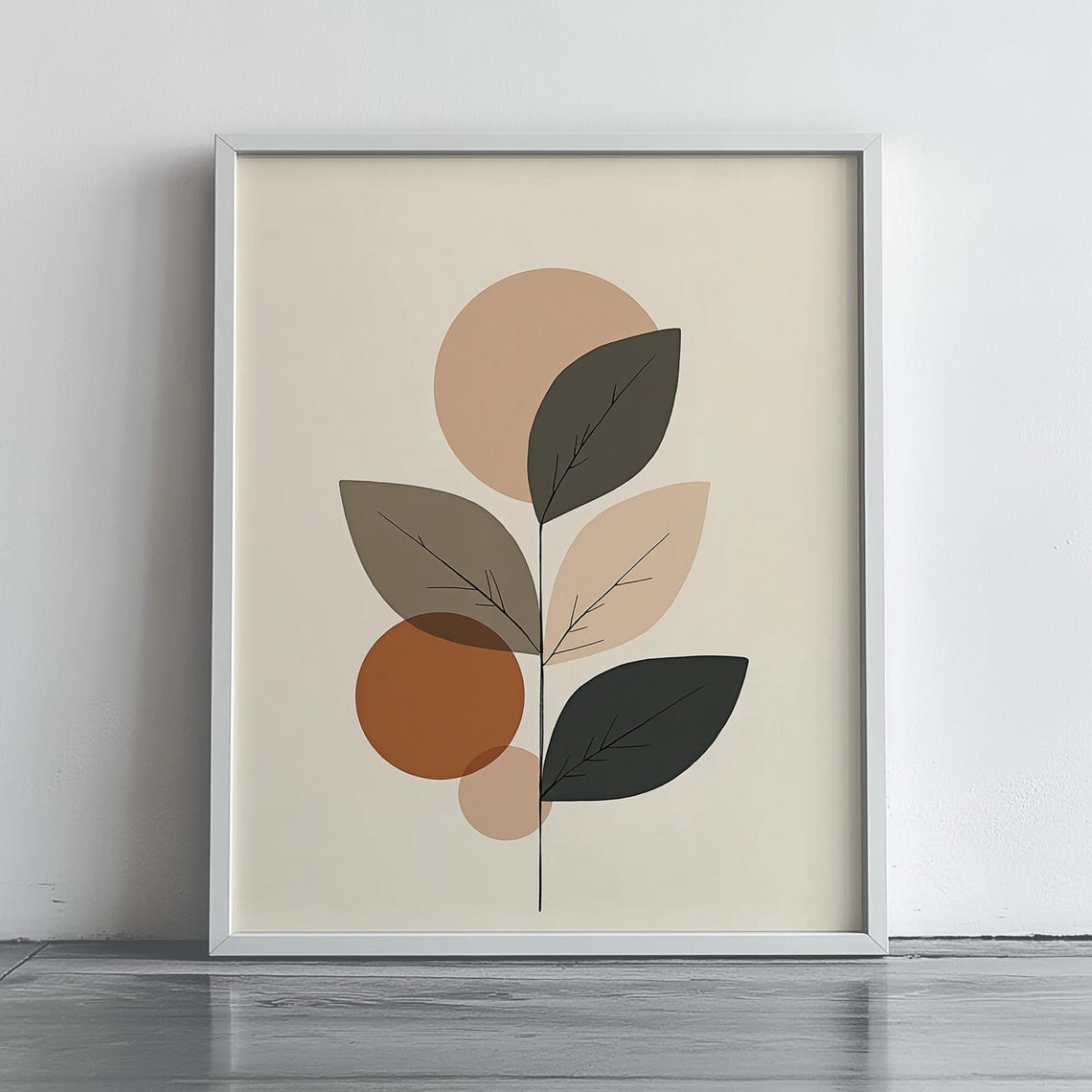 Boho Minimalist Botanical Leaf Geometric Earthy Abstract Art Print
