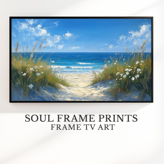 Beach Dune Path to the Ocean Oil Painting Coastal Summer Poster