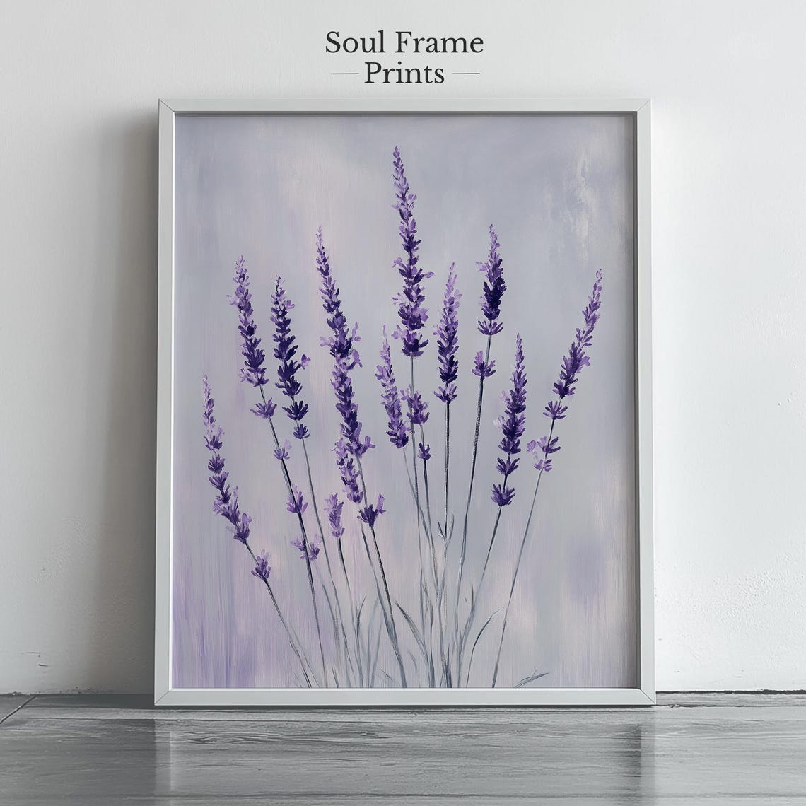 Minimalist Lavender Painting Poster In Soft Purple Watercolor Style