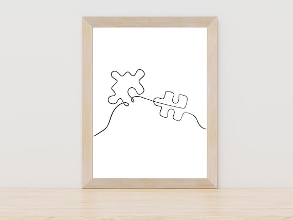 Puzzle Pieces Line Art Autism Awareness Decor