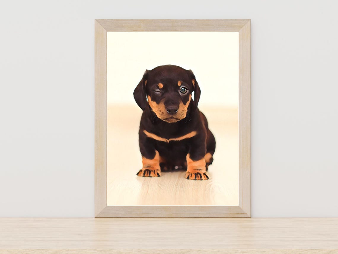 Doberman Puppy Painting Doberman Art Puppy Painting Dog Lover Art Pet Portrait Doberman Art Print Dog Painting Animal Art Print Pup