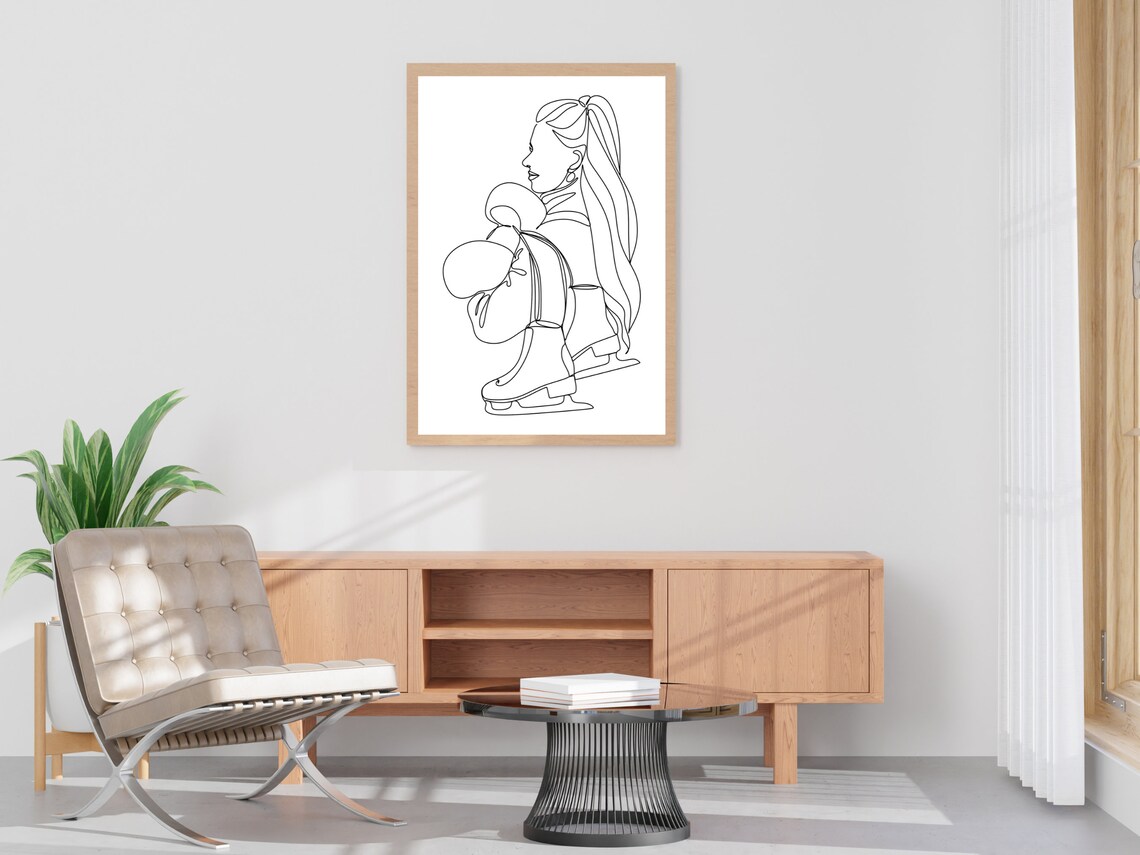 Female Figure Skating Line Art Boho Figure Skater Print Figure Skater Wall Art Minimalist Ice Skating Poster Girl Figure Skater Gift - Image 4