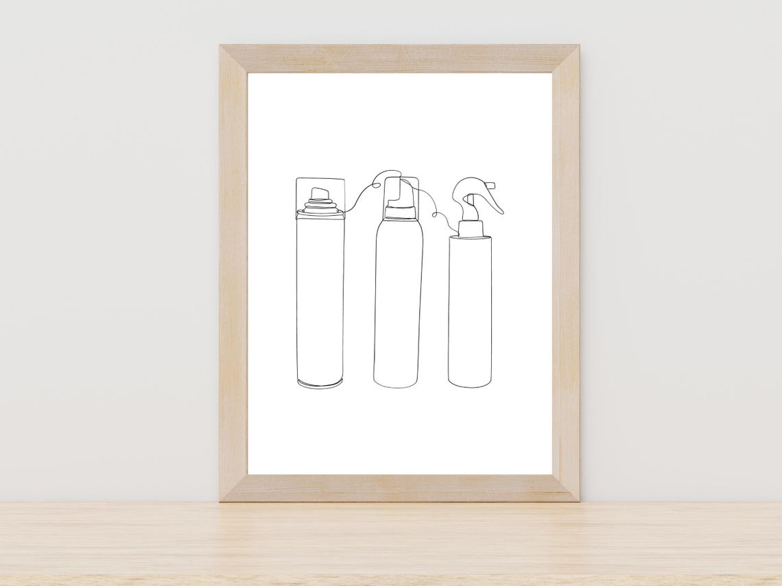 Hairspray Line Art Hairdresser Line Art Hair Salon Decor Hair Dresser Decor Hair Stylist Wall Art Barber Decor Hair Style Wall Artwork