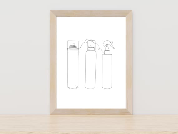 Hairspray Line Art Hairdresser Line Art Hair Salon Decor Hair Dresser Decor Hair Stylist Wall Art Barber Decor Hair Style Wall Artwork