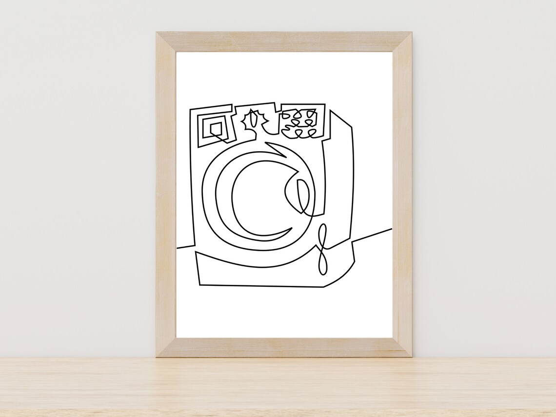 Washer Line Art Minimalist Bathroom Art Print