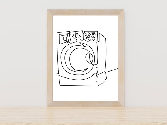 Washer Line Art Minimalist Bathroom Art Print