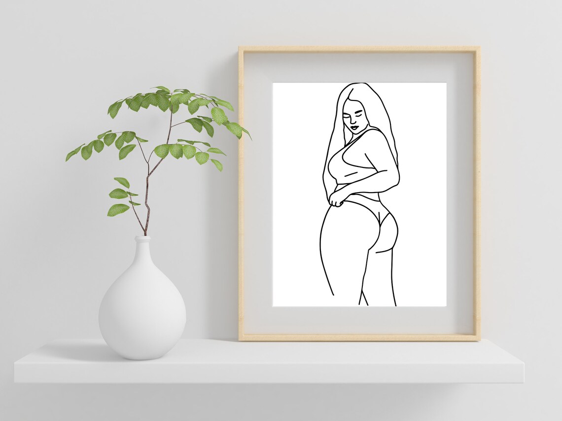 Plus Size Woman Serene Profile Line Art Feminine Body Positive Poster - Image 2