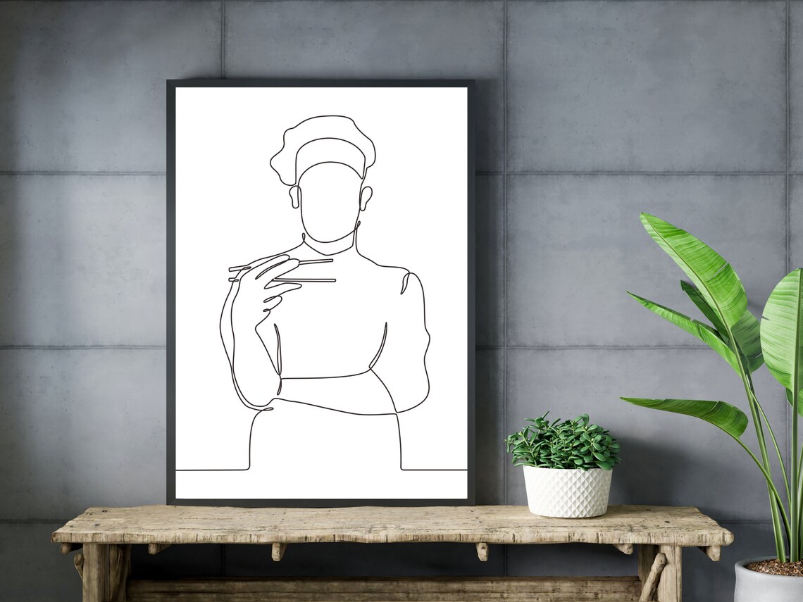 Chef Line Art Cooking Print, Kitchen Wall Decor - Image 3