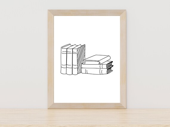 Minimalist Book Line Art Reading Art Print