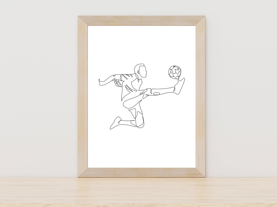 Soccer Boy Minimalist Wall Art Print, Teen Room