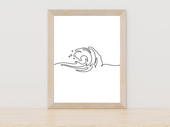 Minimalist Wave Line Art Ocean Waves Art Print