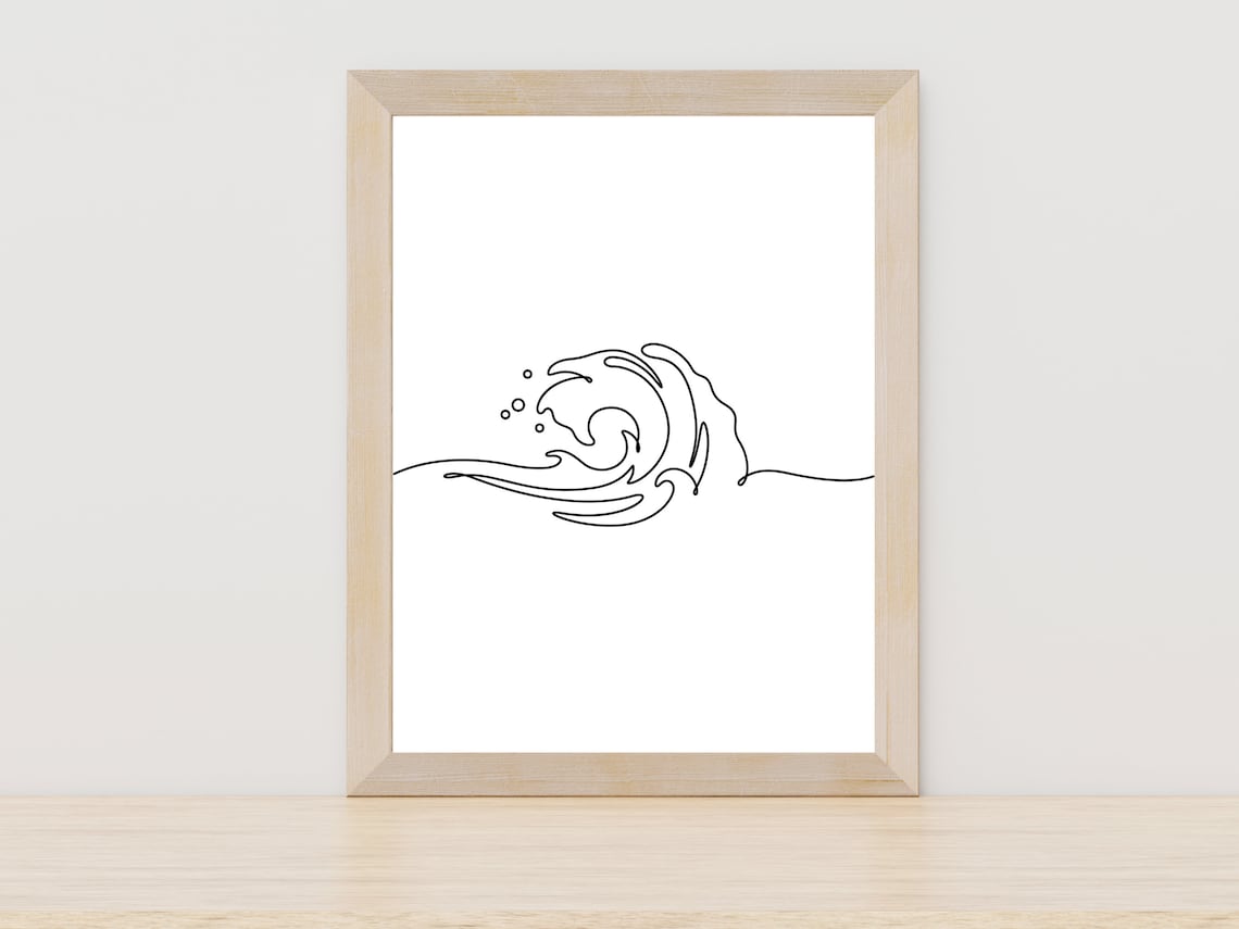 Minimalist Wave Line Art Ocean Waves Art Print