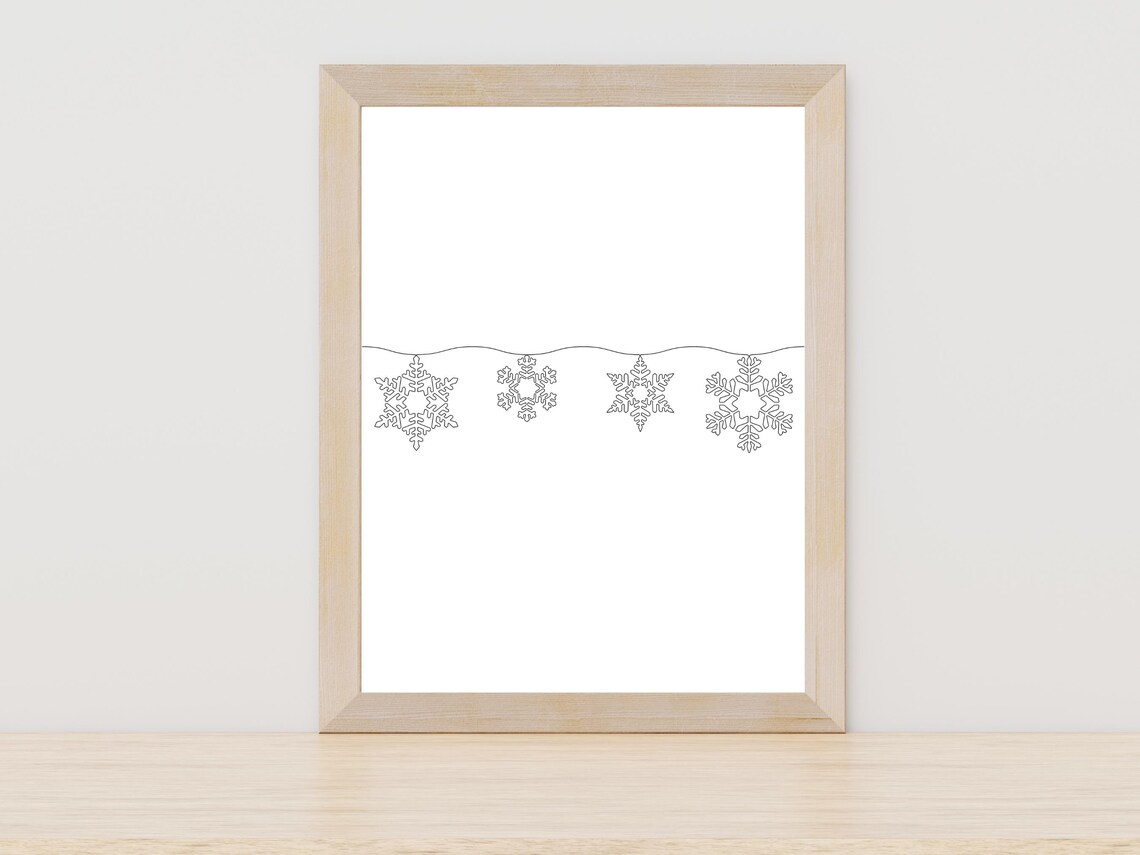 Minimalist Snowflake Garland Winter Christmas Line Art Poster