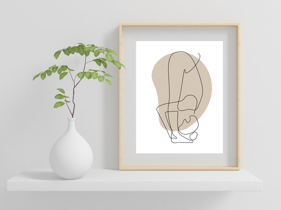 Namaste Yoga Art Print Nude Line Drawing Minimal Yoga Line Drawing Woman Yogi Naked Yoga Woman Line Art Female Meditation Line Art Drawing - Image 2