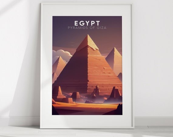 Egypt Travel Poster Pyramids Of Giza Art Print Home Decor Wall Art Iconic Landmark Travel Poster Gift