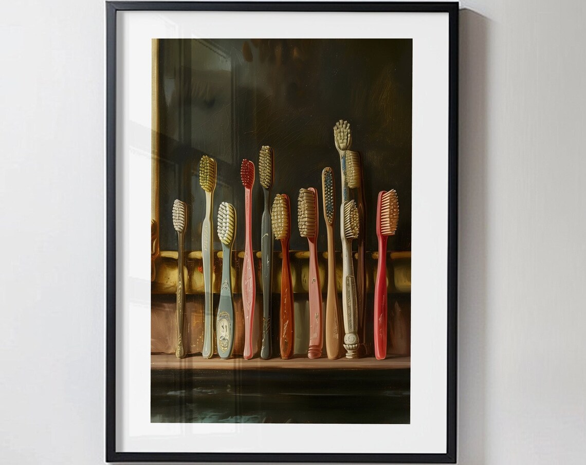 Vintage Toothbrush Bathroom Humor Wall Art Print - Image 4