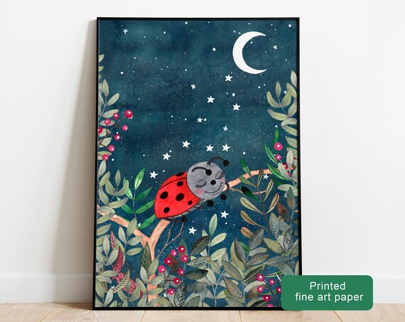 Ladybug Wall Art Bug Illustration Nursery Poster