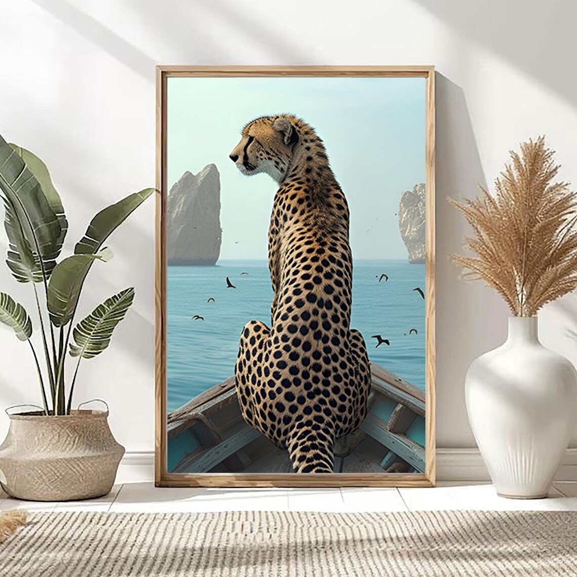 Cheetah Boat Wall Art Surreal For Calm Whimsical Room Decor