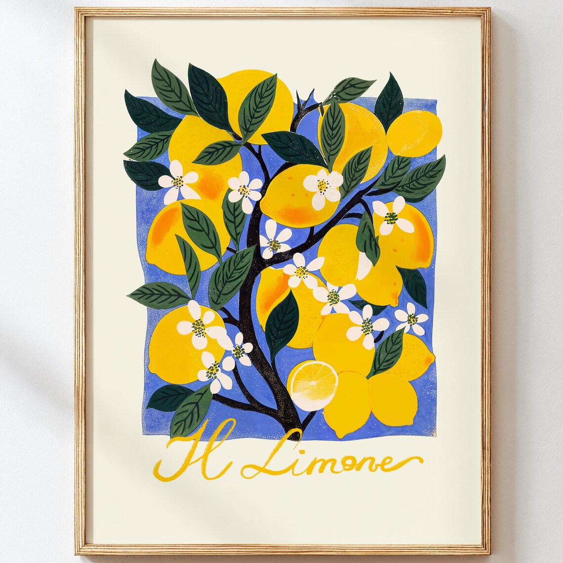 Italian Lemons Retro Poster, Mediterranean Kitchen Decor