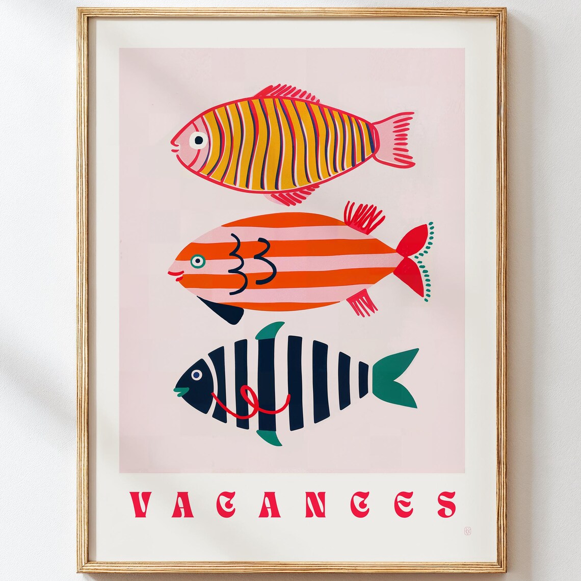 Vacances Striped Fish Trio Retro Coastal Summer Beach Wall Art
