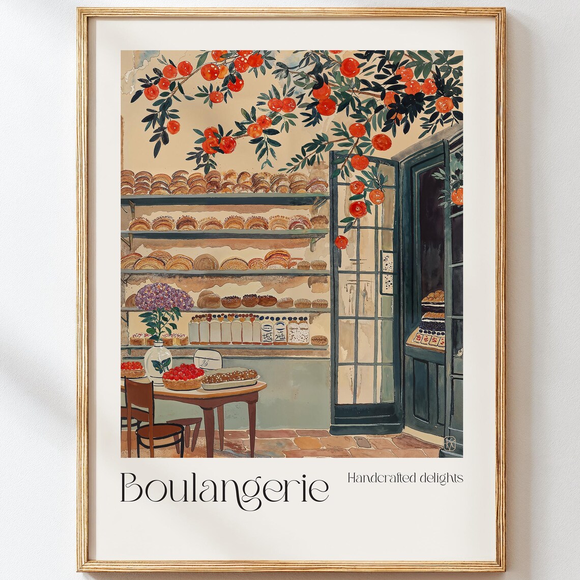 French Bakery Kitchen Watercolor Wall Art Print