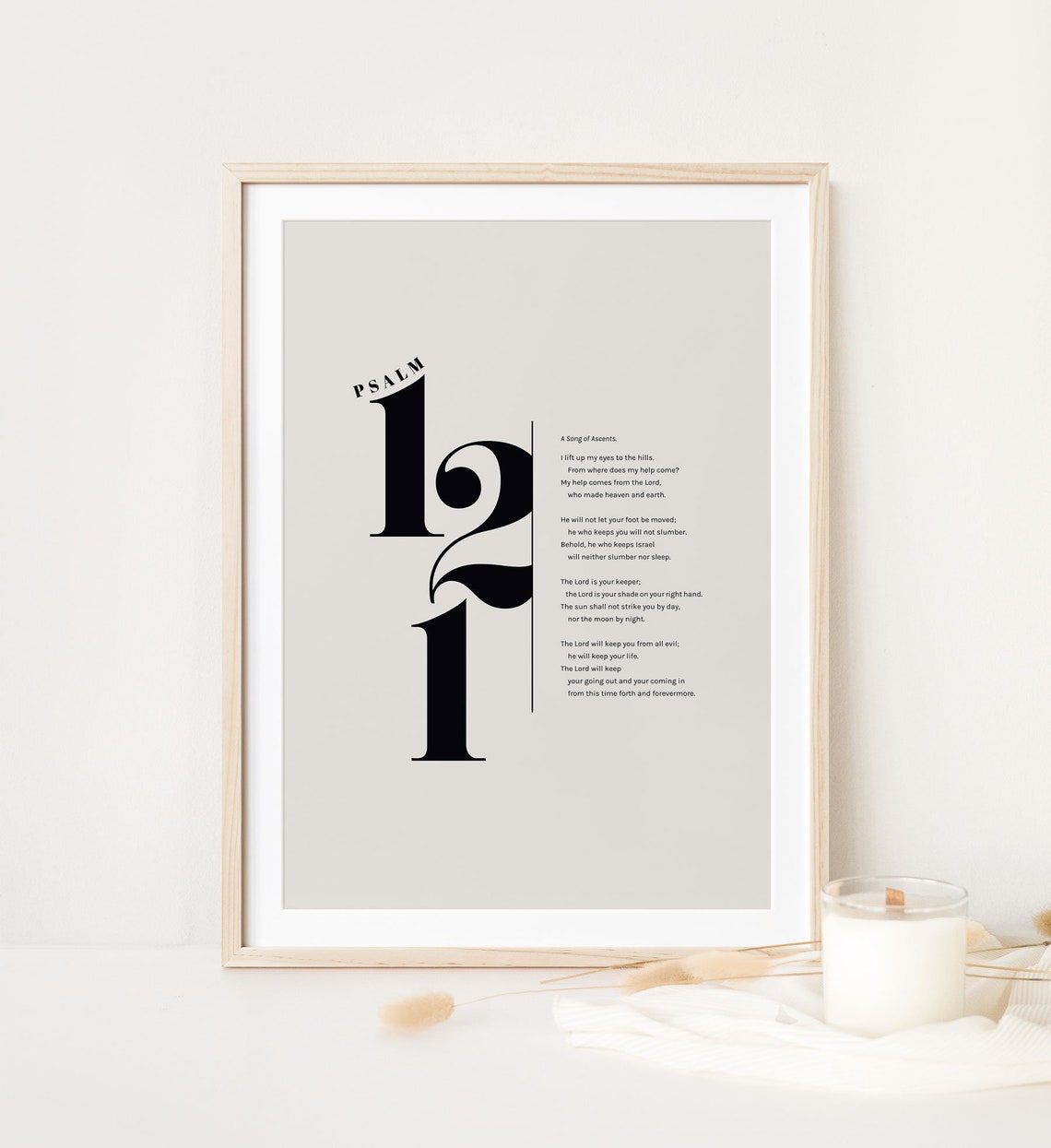Psalm 121 I Lift Up My Eyes Stylized Numeral Full Text Bible Poster - Image 5