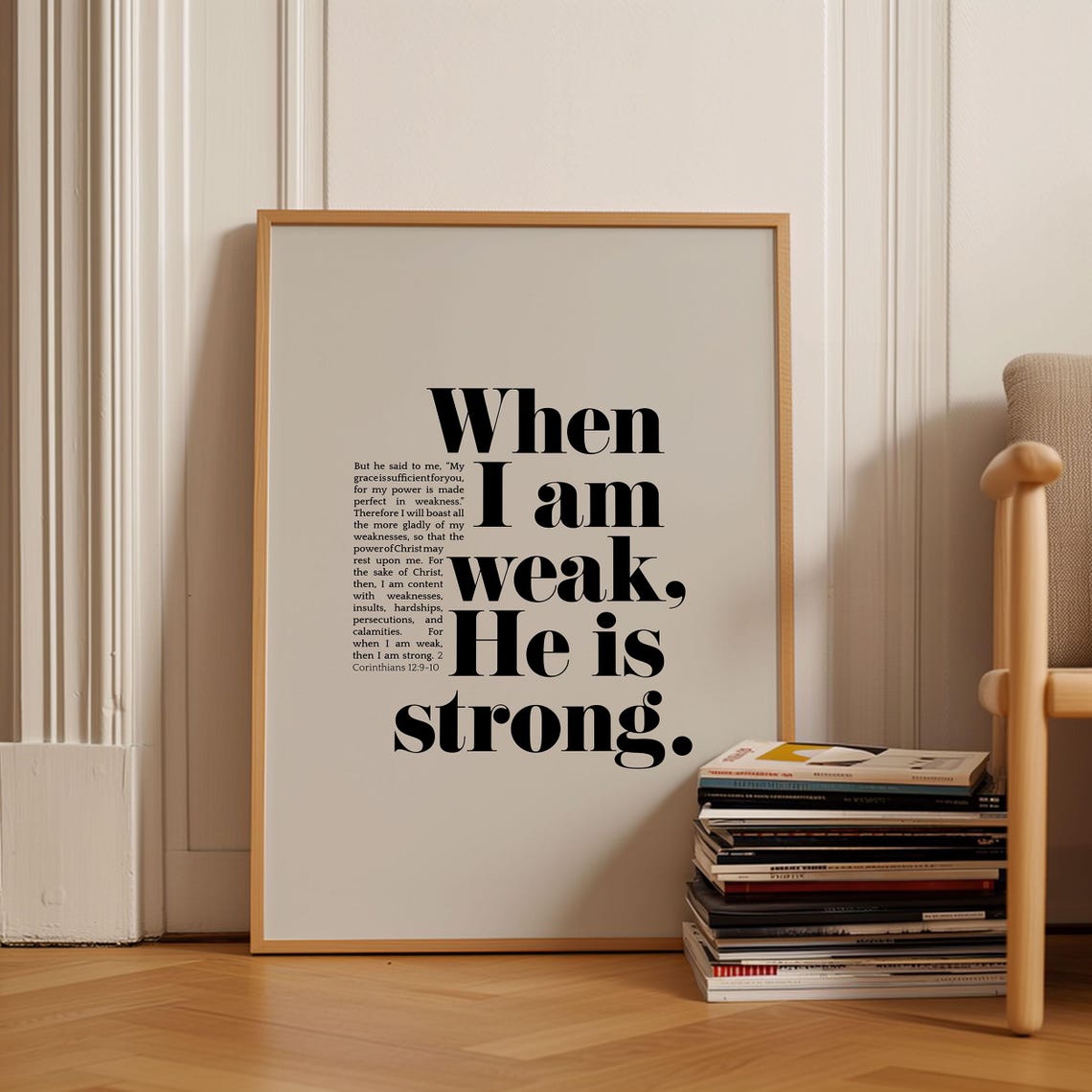 Christian Artwork 2 Corinthians 2 9 When I Am Weak Grace Scripture Wall Art Church Decor Sunday School Inspirational Bible Verse Art - Image 3