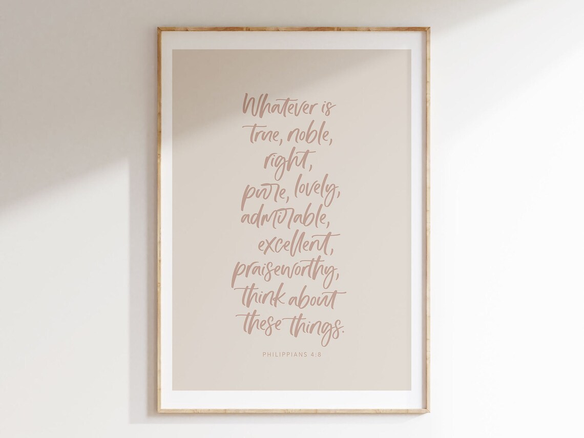 Philippians 4:8 Whatever Is True Noble Right Handwritten Bible Verse Poster