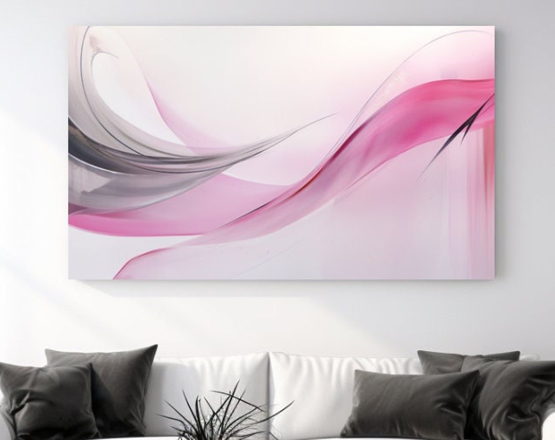 Pink And Gray Silk Flow Abstract Elegant Flowing Modern Art Poster